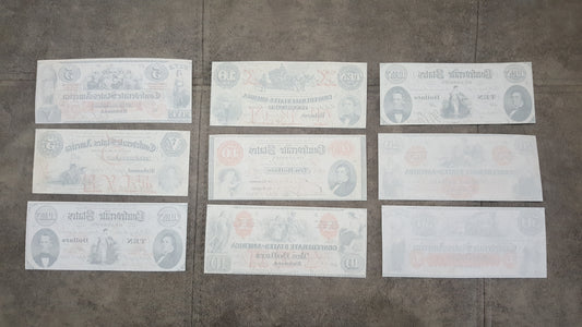 Reprint on paper with W/M United States 1861-1862 y. Confederate (RED SET)