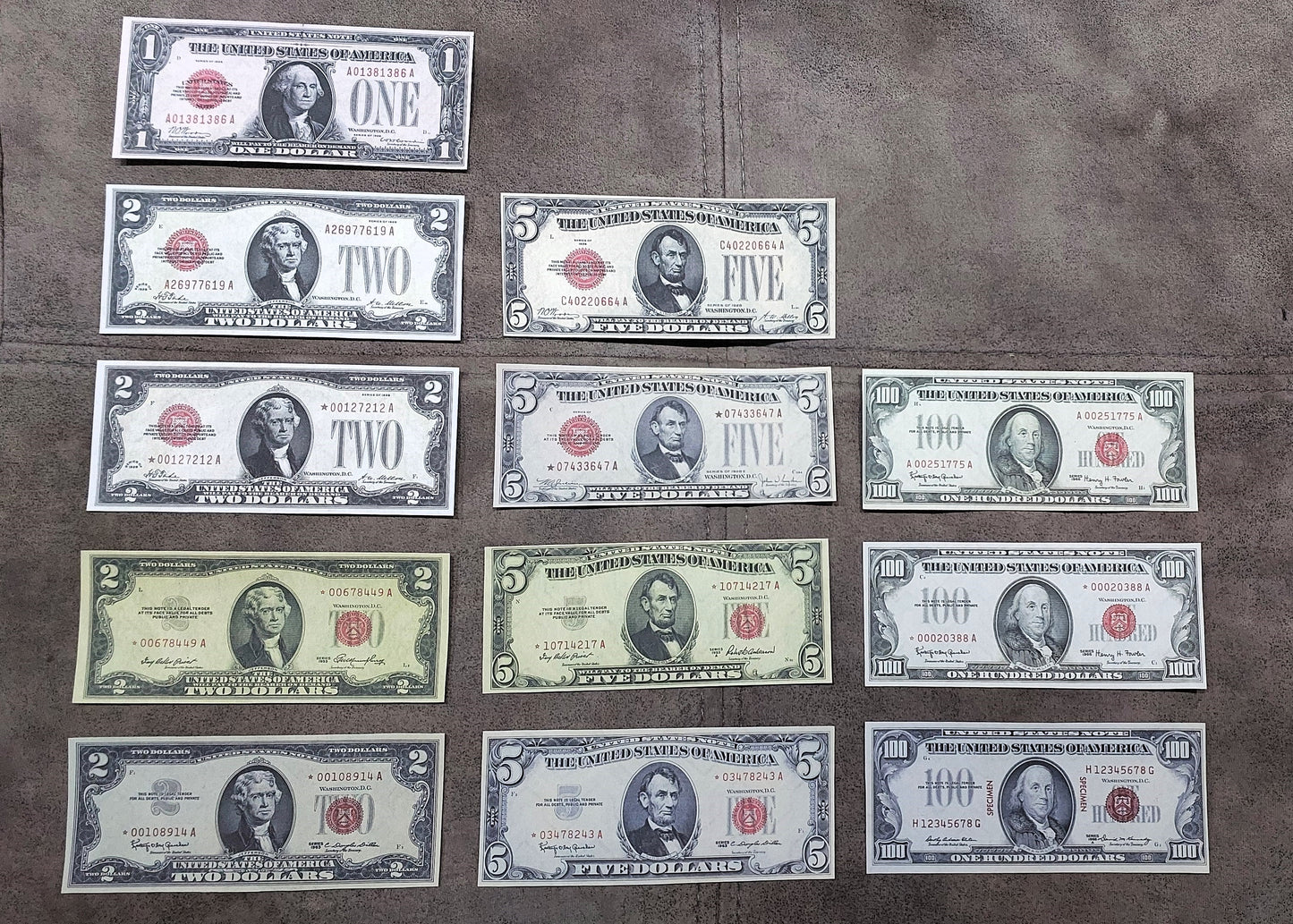 Reprint on paper with W/M United States Legal Tender notes 1928-1966 FREE SHIPP.