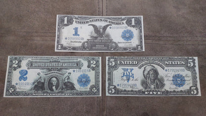 Réimpression sur papier avec filigrane, Billets d'argent des États-Unis 1896-1899 LIVRAISON GRATUITE !!!