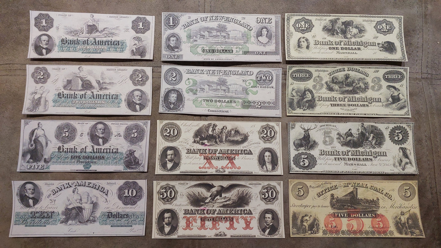 Reprint of United States Obsolete Currency 1840-1862 y. SET-A FREE SHIPPING!