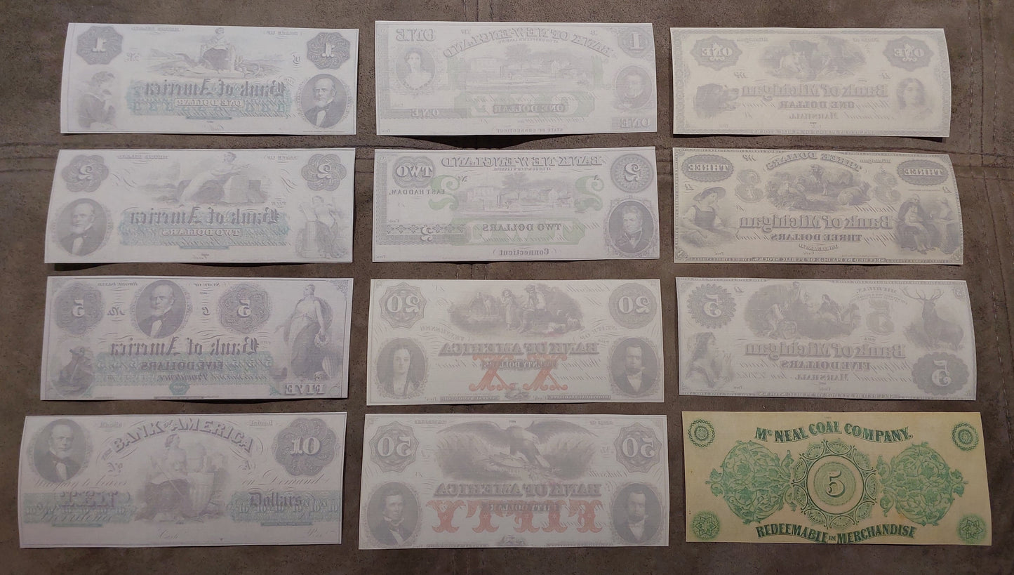 Reprint of United States Obsolete Currency 1840-1862 y. SET-A FREE SHIPPING!
