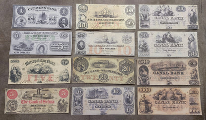 Réimpression de billets américains périmés 1854-1863 y. ENSEMBLE-G LIVRAISON GRATUITE !!!