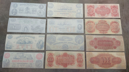 Réimpression de billets américains périmés 1854-1863 y. ENSEMBLE-G LIVRAISON GRATUITE !!!