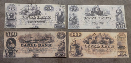 Réimpression de billets américains périmés 1854-1863 y. ENSEMBLE-G LIVRAISON GRATUITE !!!