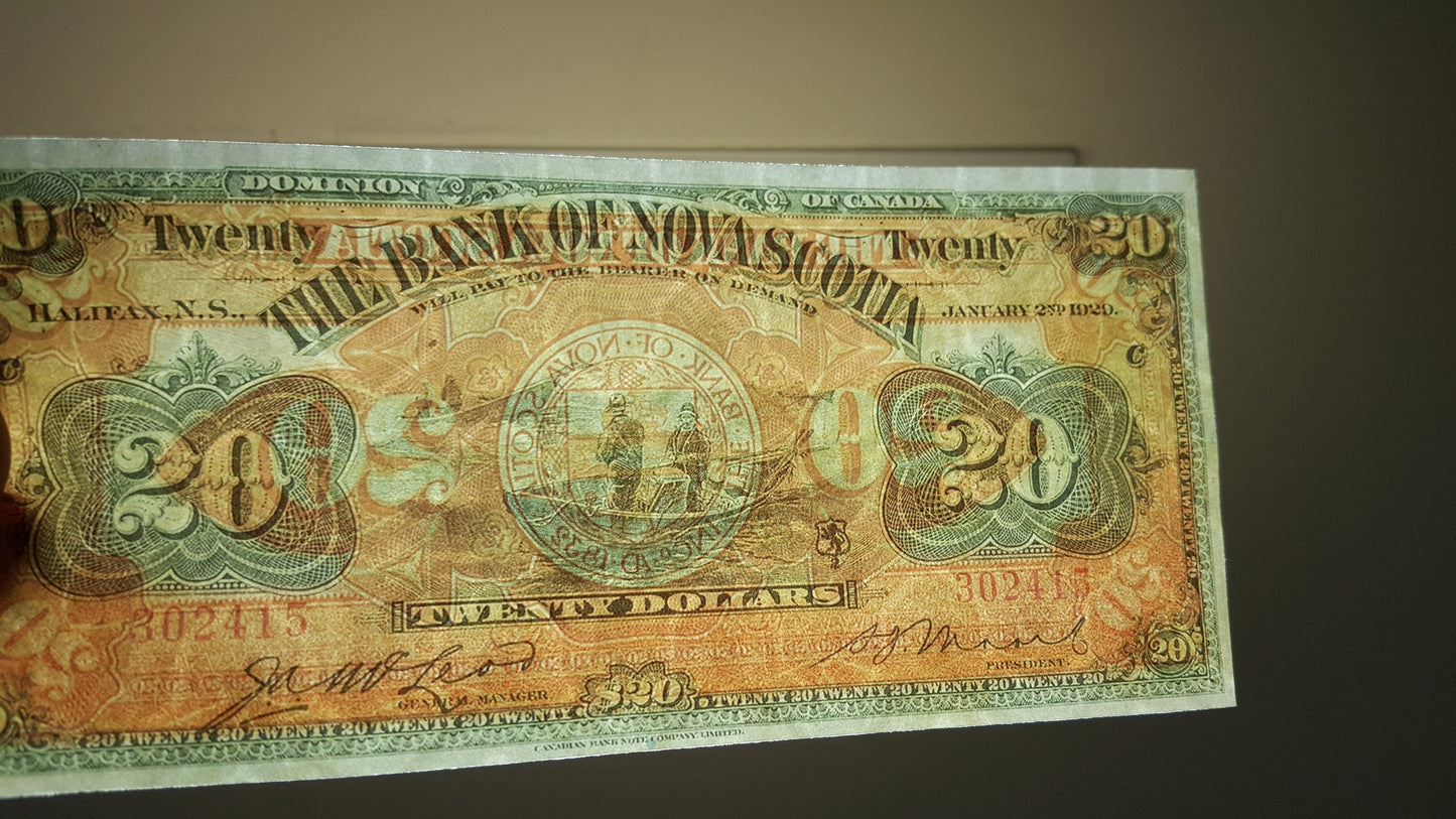 Reprint on paper with W/M Canada Bank of Nova Scotia 1920 - 1935 y. FREE SHIPPIN