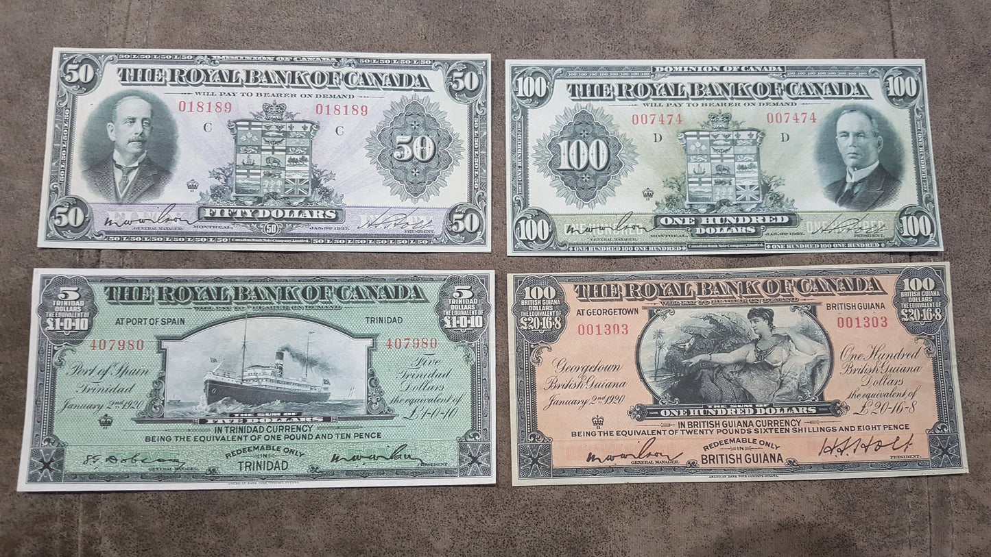 Reprint on paper  with W/M The Royal Bank of Canada 1909-1927 y. Dollar FREE SHIPPING.