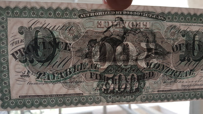 Réimpression sur papier avec filigrane Province Bank of Canada 1866 y. LIVRAISON GRATUITE !