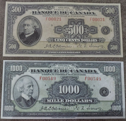 Reimpresión en papel con W/M Canada (SET-B) 1935 impreso en francés - ENVÍO GRATIS