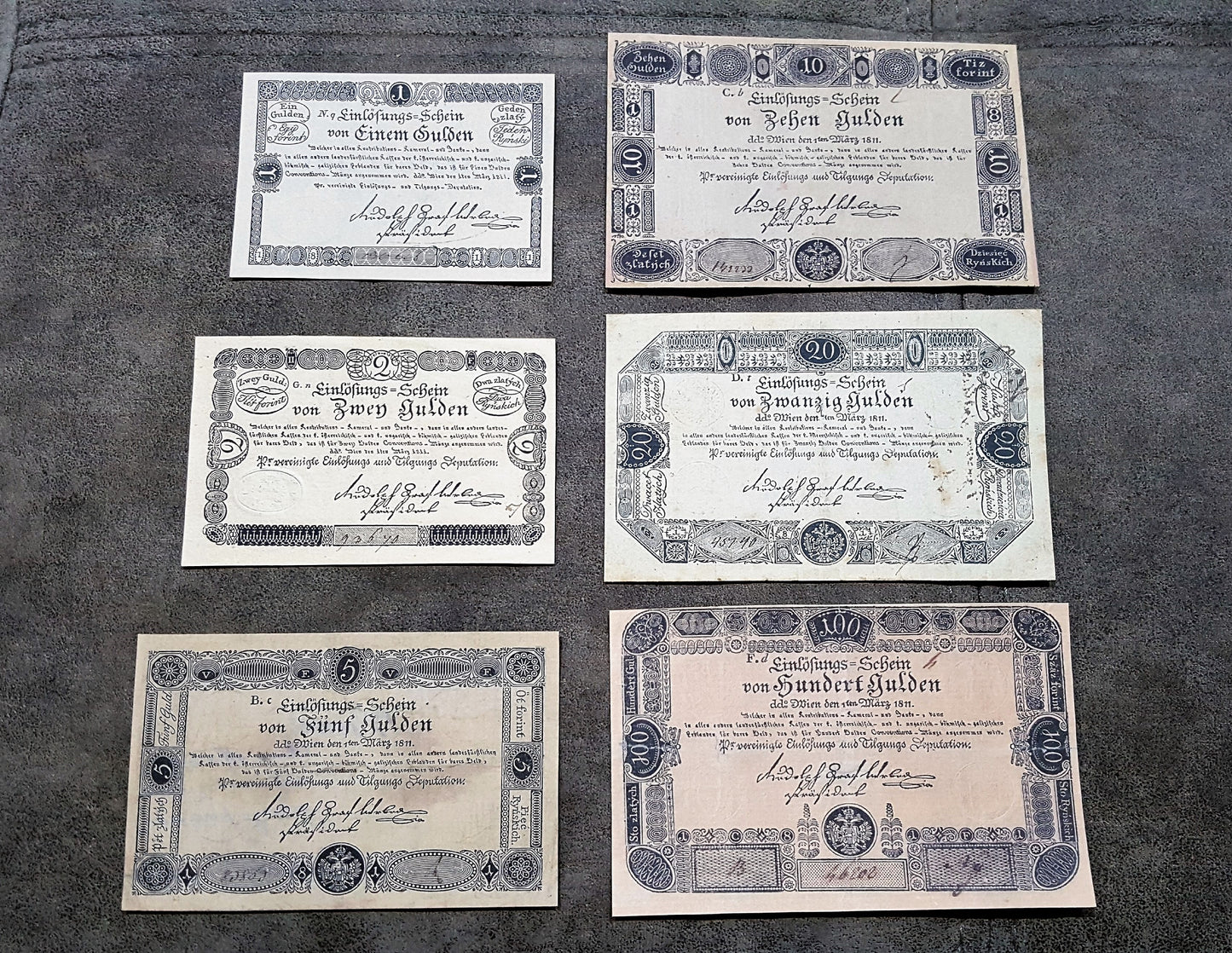 Reprint on paper with W/M Austria Banknotes 1811 year. FREE SHIPPING !!!