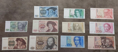 Réimpression sur papier avec filigrane Allemagne 20-1000 Marks 1960-1993 y. LIVRAISON GRATUITE !