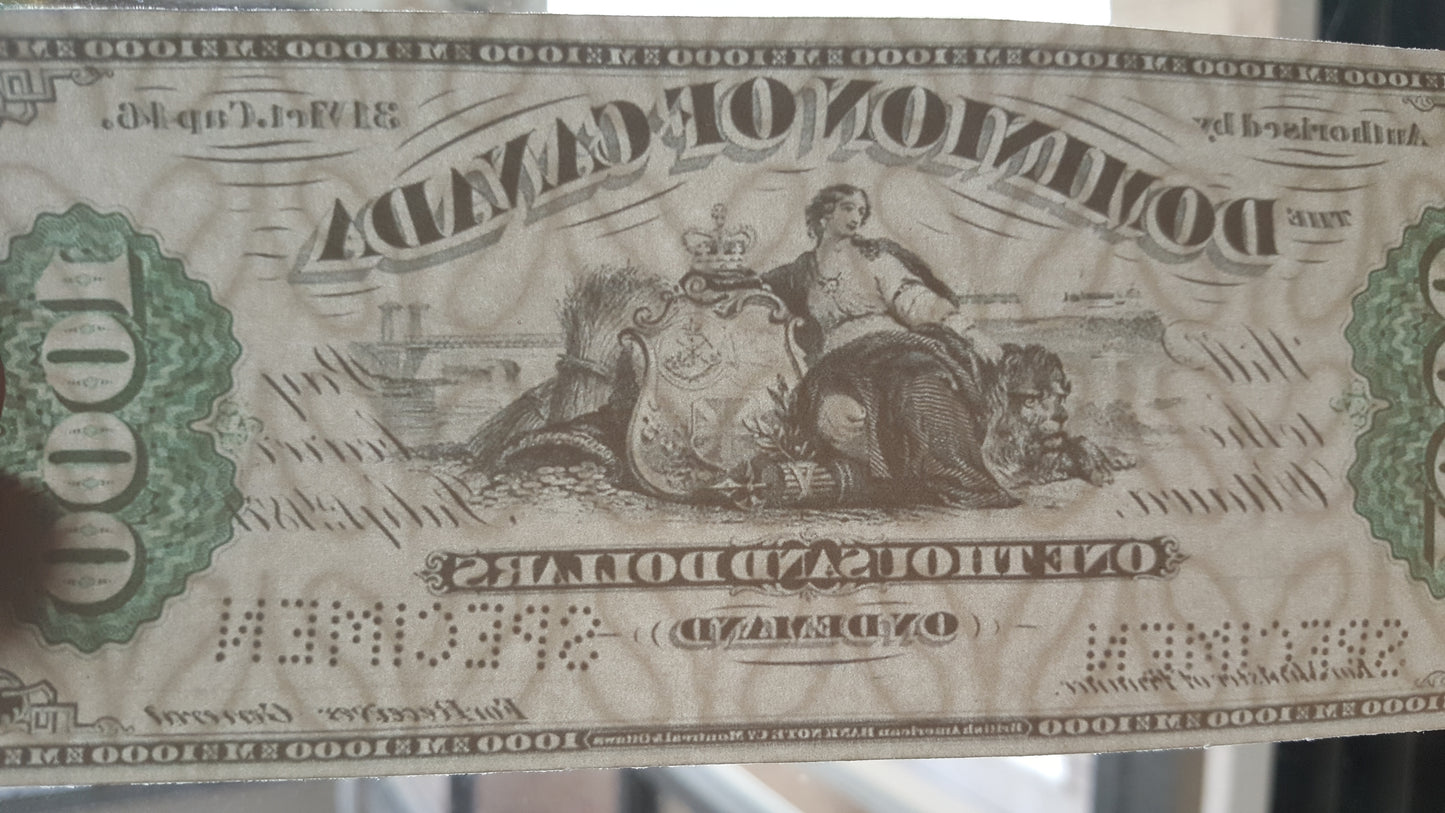 Reprint on paper with W/M Dominion Bank of Canada 1870-1872 y. FREE SHIPPING !