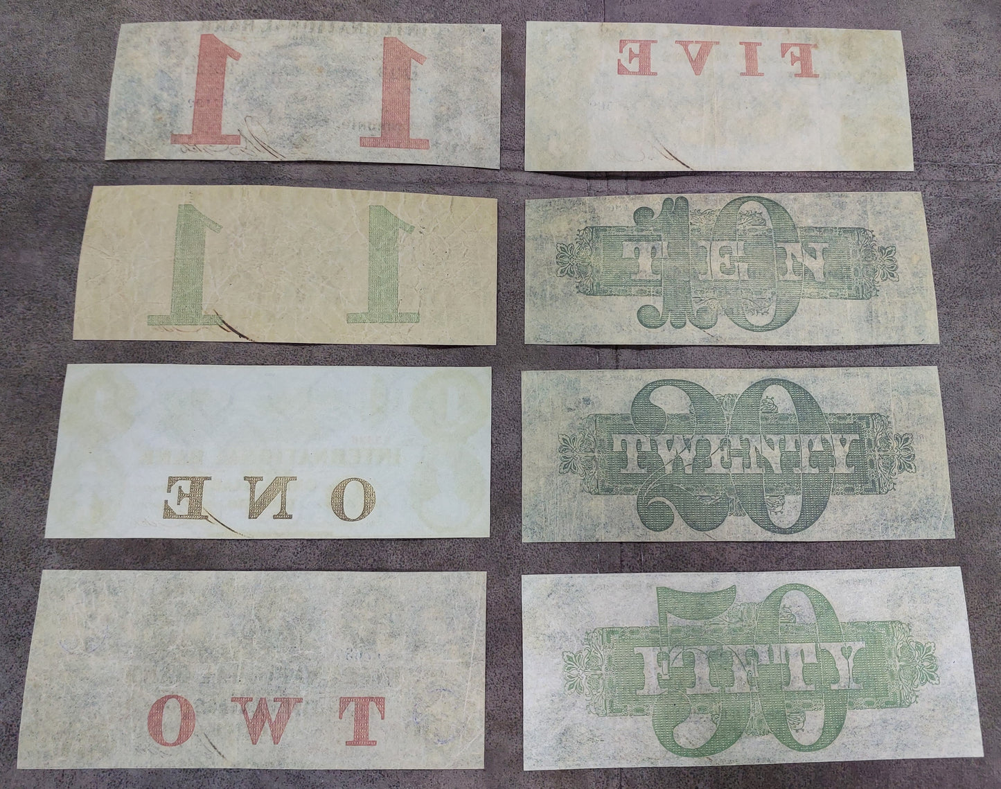 Historic 1858-1859 Canada International Bank Banknotes Collection Reverse Side Series