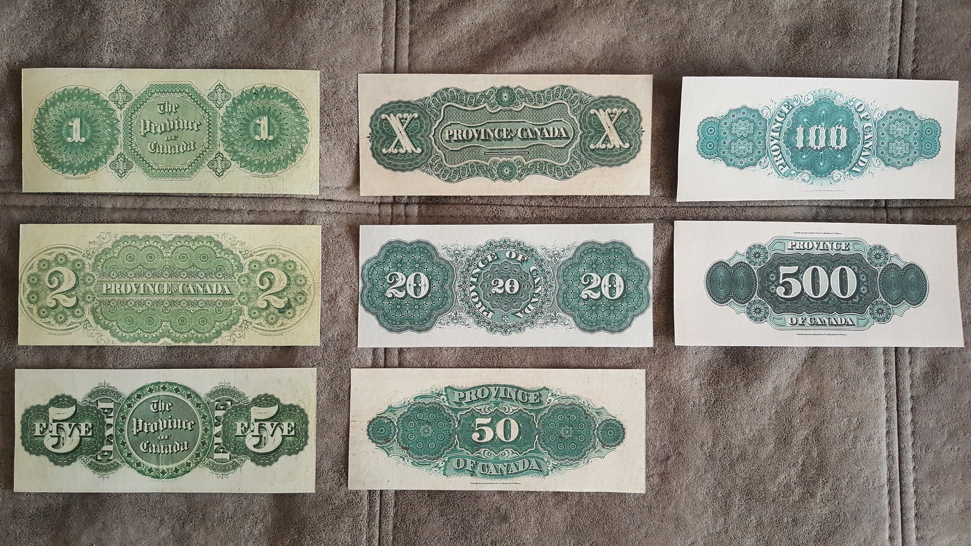 Historic 1866 Province of Canada Banknotes Collection Pre Confederation Reverse Side