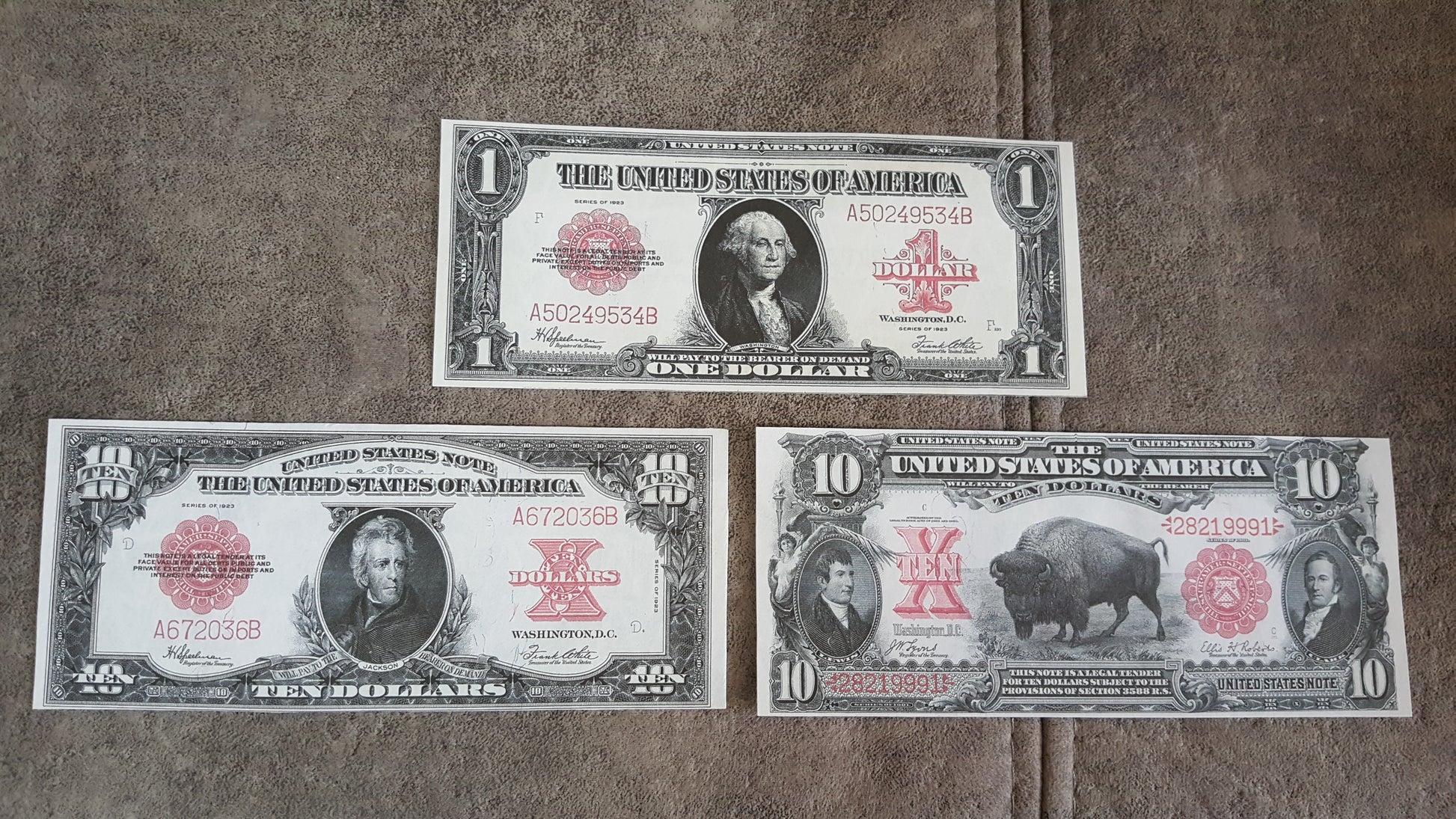 1901 and 1923 US Silver Certificates 1, 5 and 10 Dollar Notes