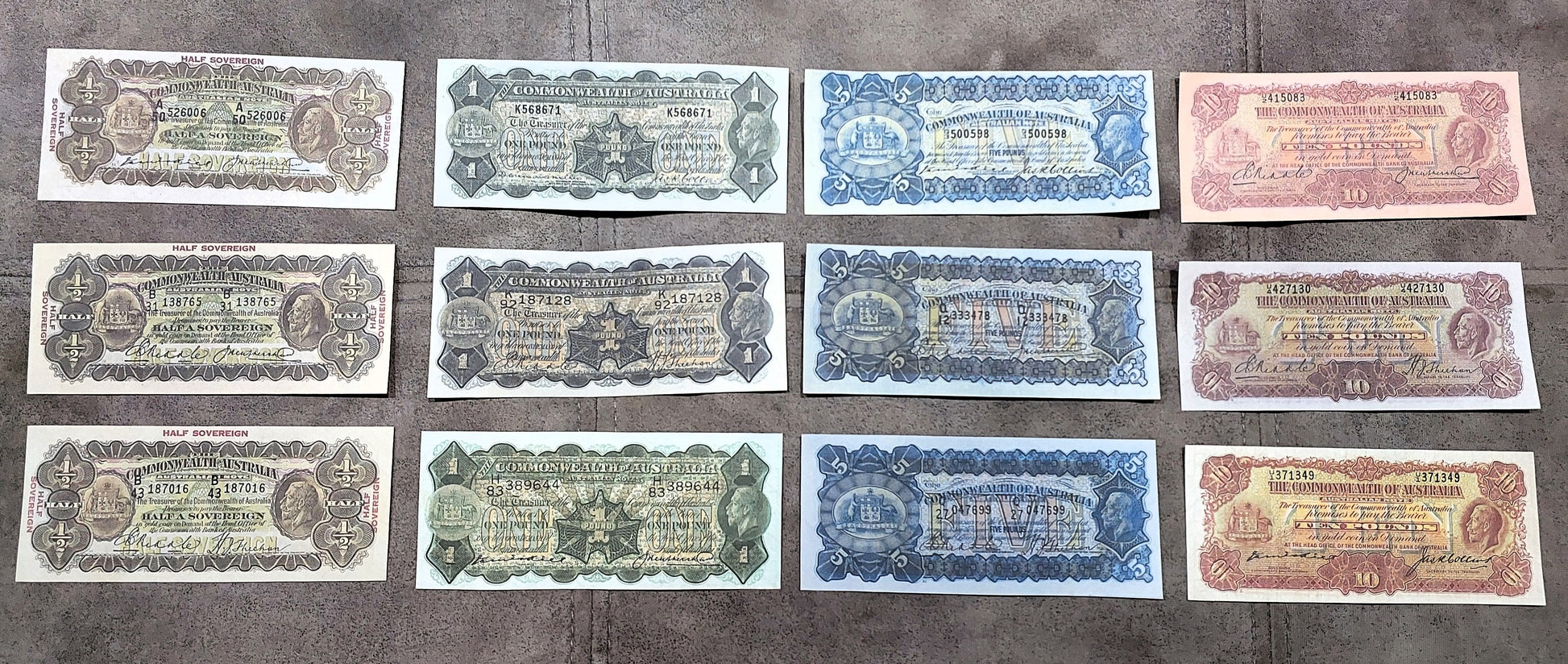 1923-1933 Commonwealth of Australia Sovereign & Pound Banknotes Complete Collection