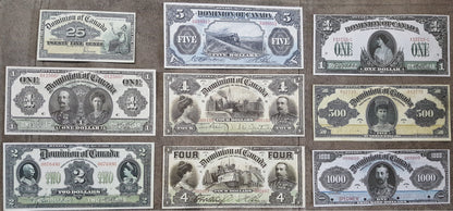 Réimpression sur papier avec filigrane (SET-A) Dominion Bank of Canada 1900-1917. Livraison gratuite