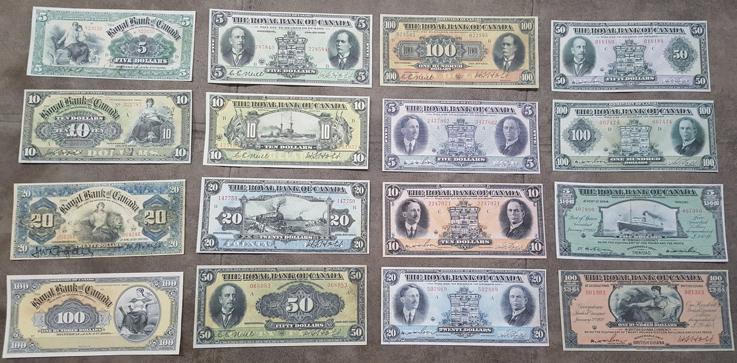 Reprint on paper  with W/M The Royal Bank of Canada 1909-1927 y. Dollar FREE SHIPPING.