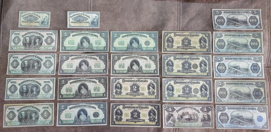 Reprint on paper with W/M (SET-B) Canada 1900-1917 Dollar DIFFERENT TYPES