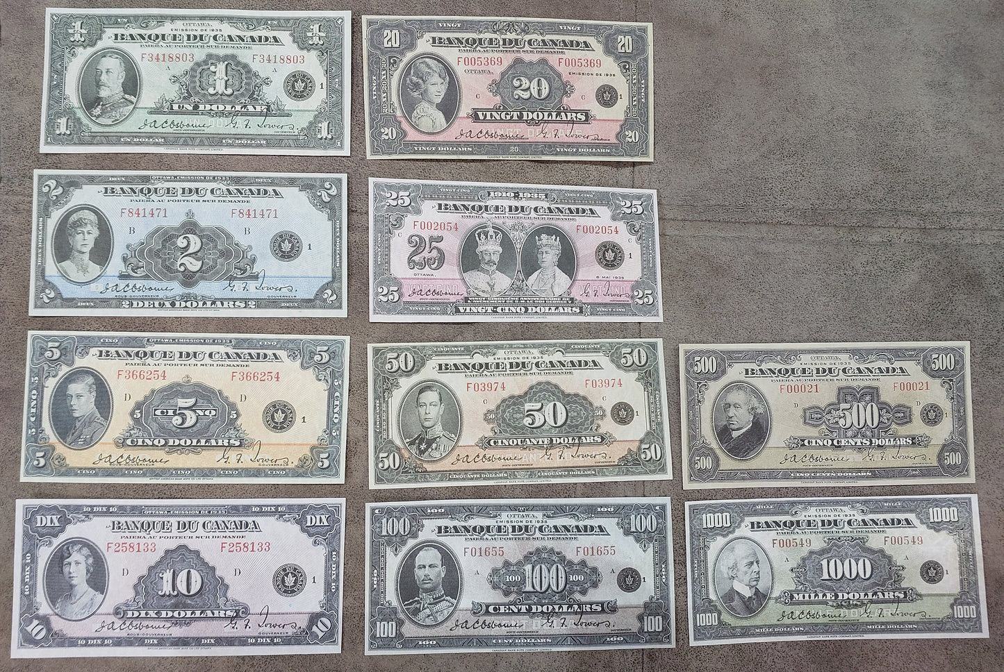 Reprint on paper  with W/M Canada (SET-B) 1935 printed in French - FREE SHIPPING