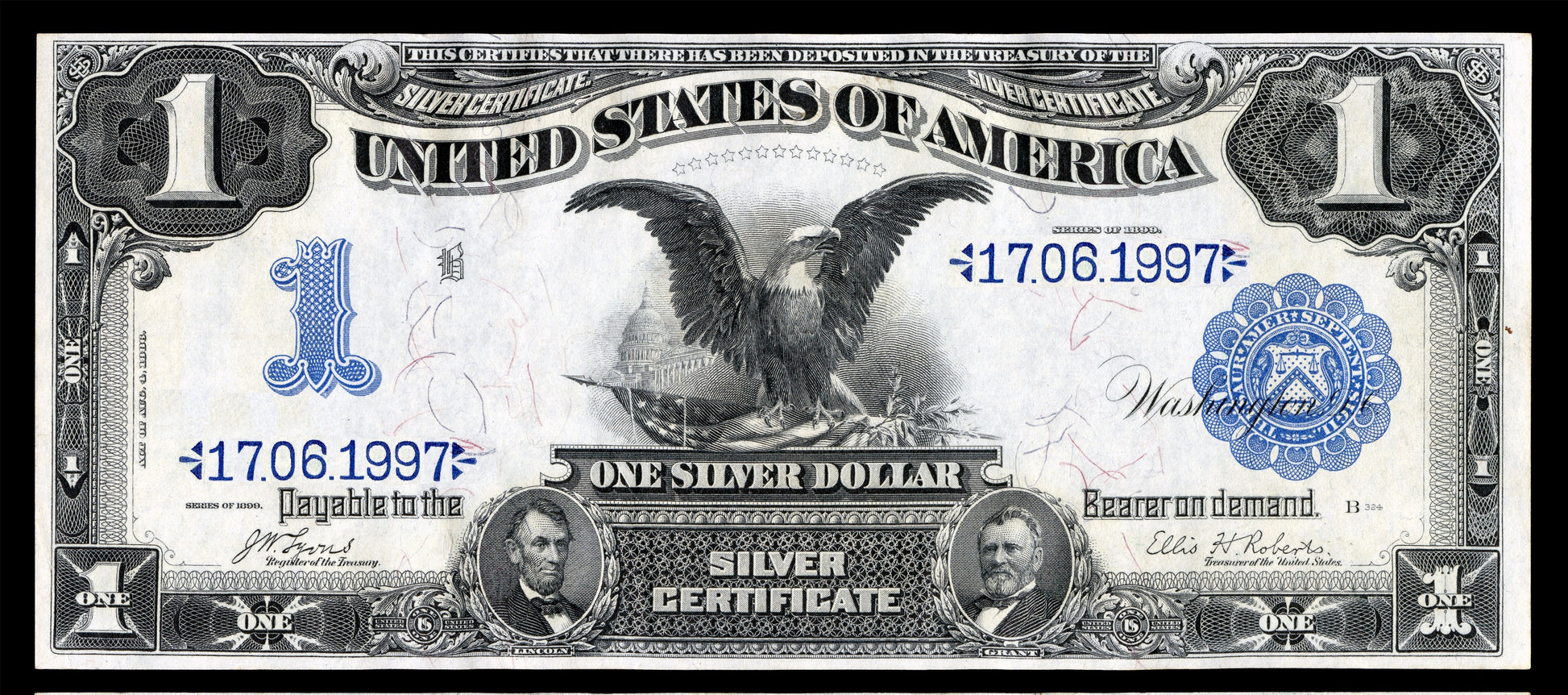 Gift 1 dollar 1899 nice serial number