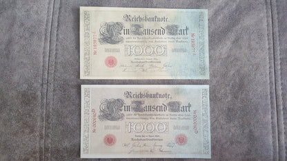 Réimpression sur papier avec filigrane des ÉDITIONS LES PLUS RARES. Allemagne 1000 Marks. LIVRAISON GRATUITE