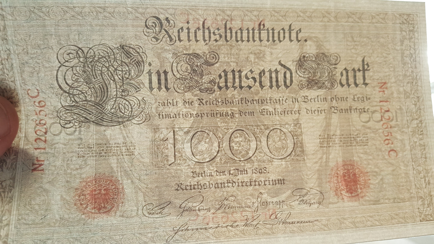 Reprint on paper with W/M the RAREST EDITIONS. Germany 1000 Marks. FREE SHIPPING