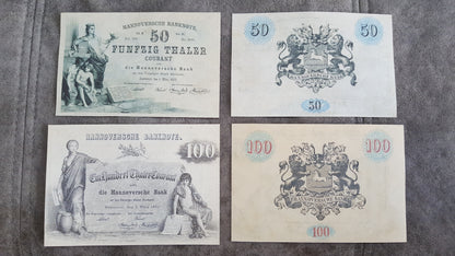 Réimpression sur papier avec filigrane États allemands anciens les plus belles coupures Set-A 1856-1875