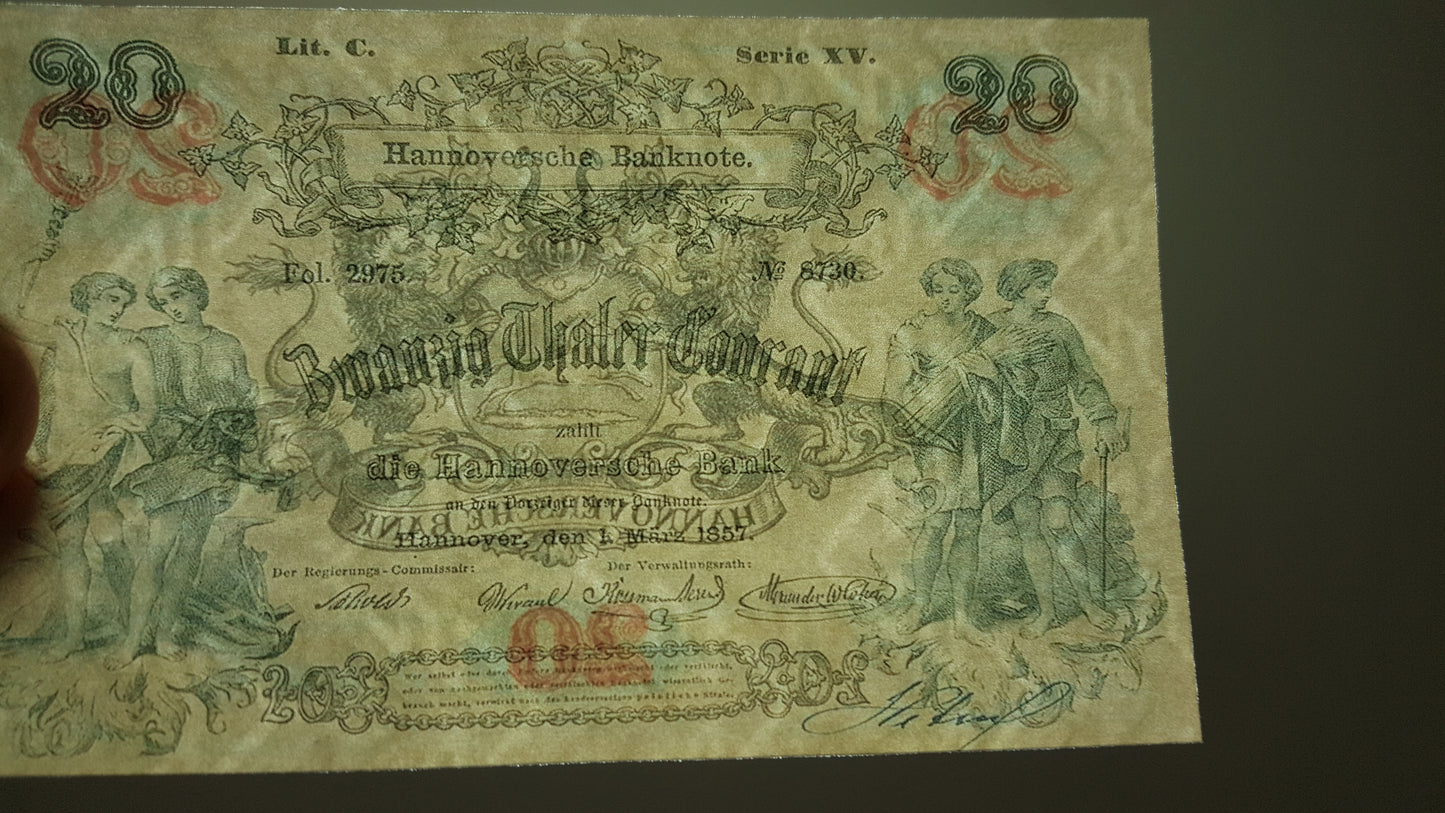 Reprint on paper with W/M Old German states the most beautiful notes Set-A 1856-1875