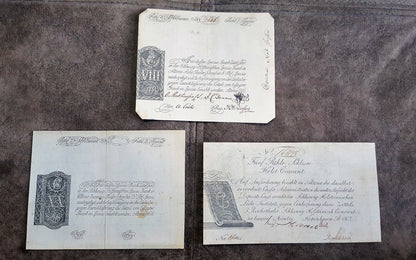 Retrait sur papier filigrané « États allemands anciens », premières coupures 1772-1849.