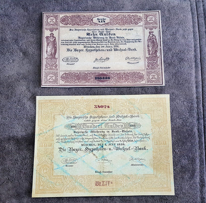 Retrait sur papier filigrané « États allemands anciens », premières coupures 1772-1849.
