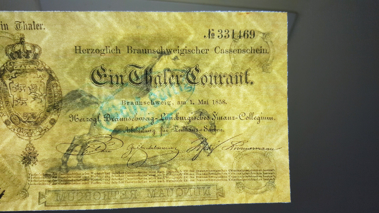 Reprint on paper with W/M Old German states the most beautiful notes Set-B 1854-1871