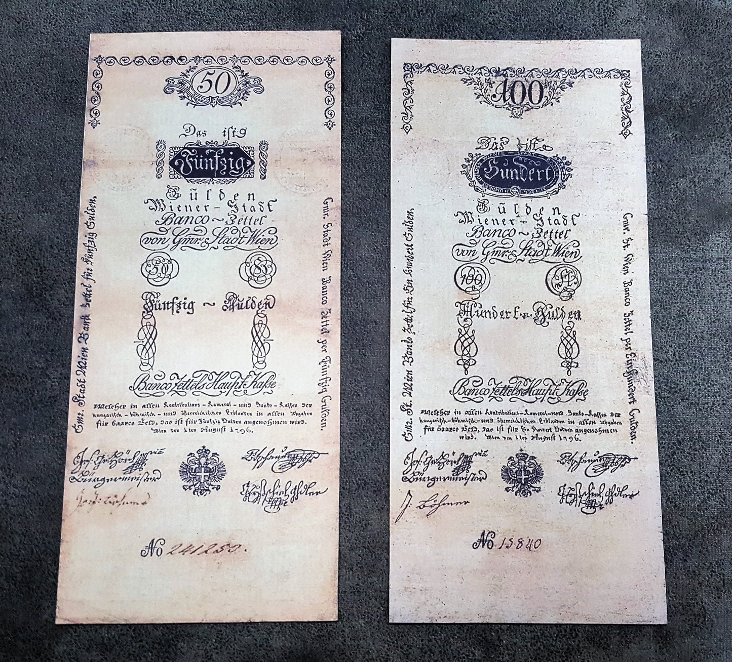 Reprint on paper with W/M Austria Banknotes 1796 years. FREE SHIPPING !!!