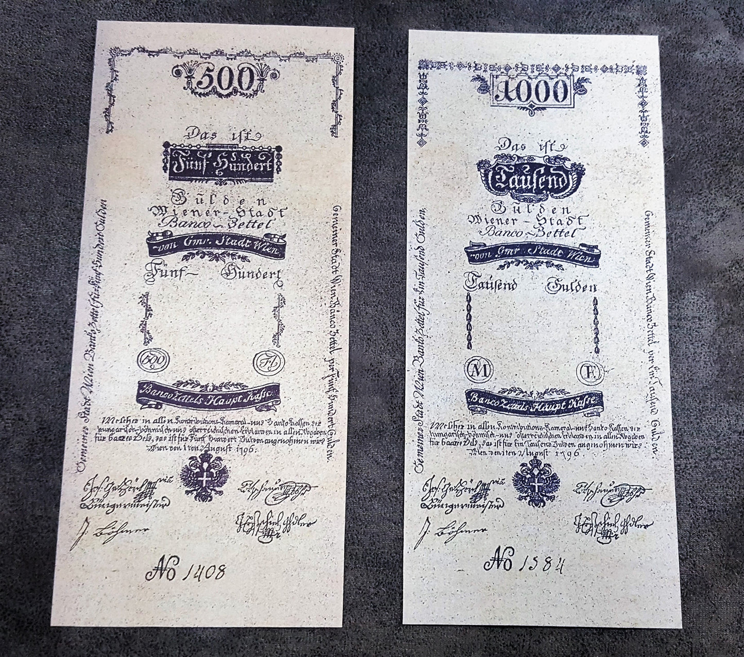 Reprint on paper with W/M Austria Banknotes 1796 years. FREE SHIPPING !!!