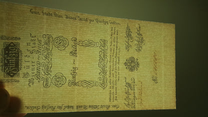 Réimpression sur papier avec filigrane Billets de banque autrichiens 1796. LIVRAISON GRATUITE !!!
