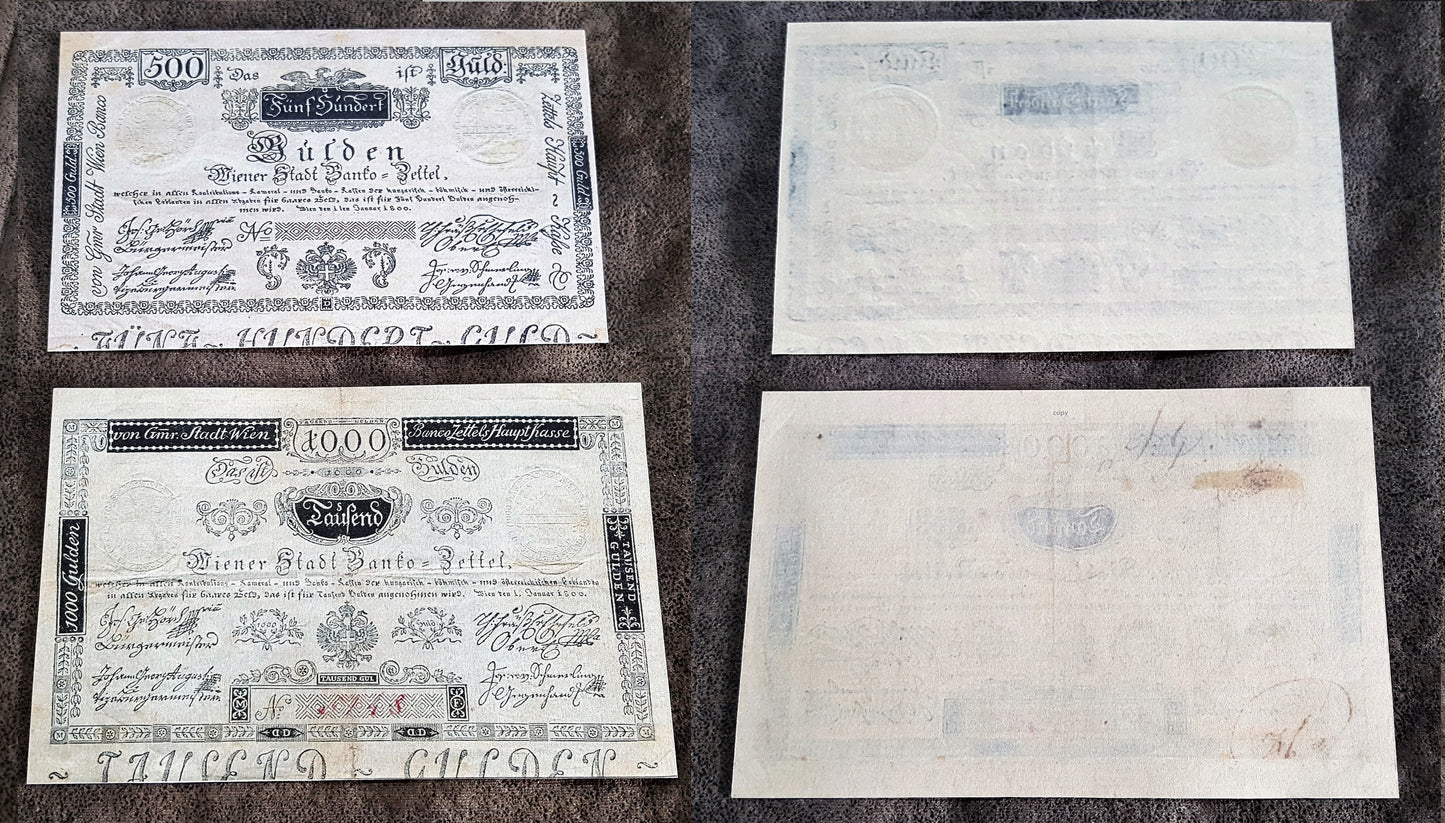 Reprint on paper with W/M Austria Banknotes 1800 year. FREE SHIPPING