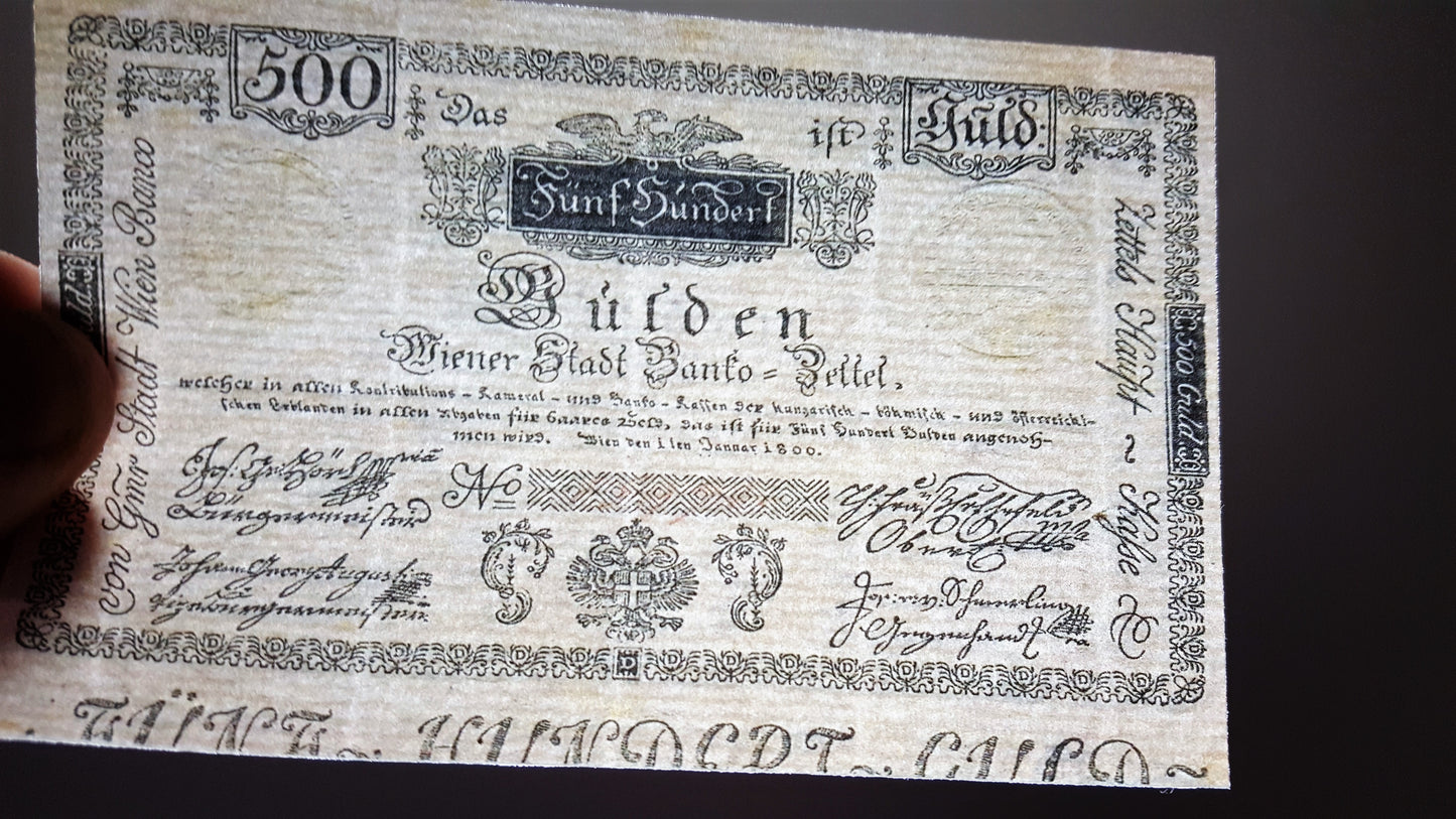 Reprint on paper with W/M Austria Banknotes 1800 year. FREE SHIPPING
