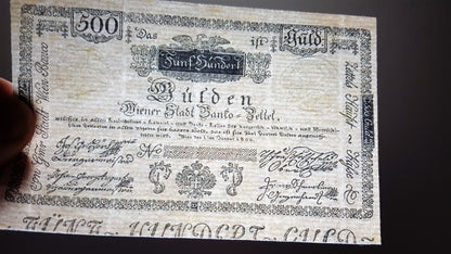 Réimpression sur papier avec filigrane Billets de banque autrichiens année 1800. LIVRAISON GRATUITE