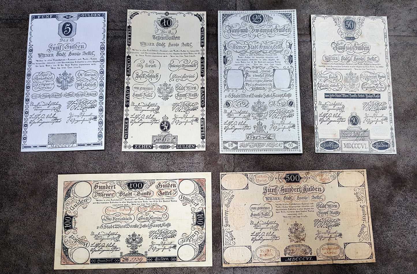 Reprint on paper with W/M Austria Banknotes 1806 year. FREE SHIPPING !!!