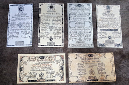 Réimpression sur papier avec filigrane Billets de banque autrichiens 1806. LIVRAISON GRATUITE !!!
