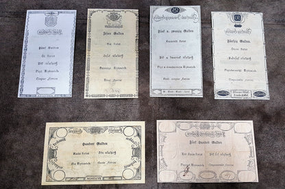 Réimpression sur papier avec filigrane Billets de banque autrichiens 1806. LIVRAISON GRATUITE !!!