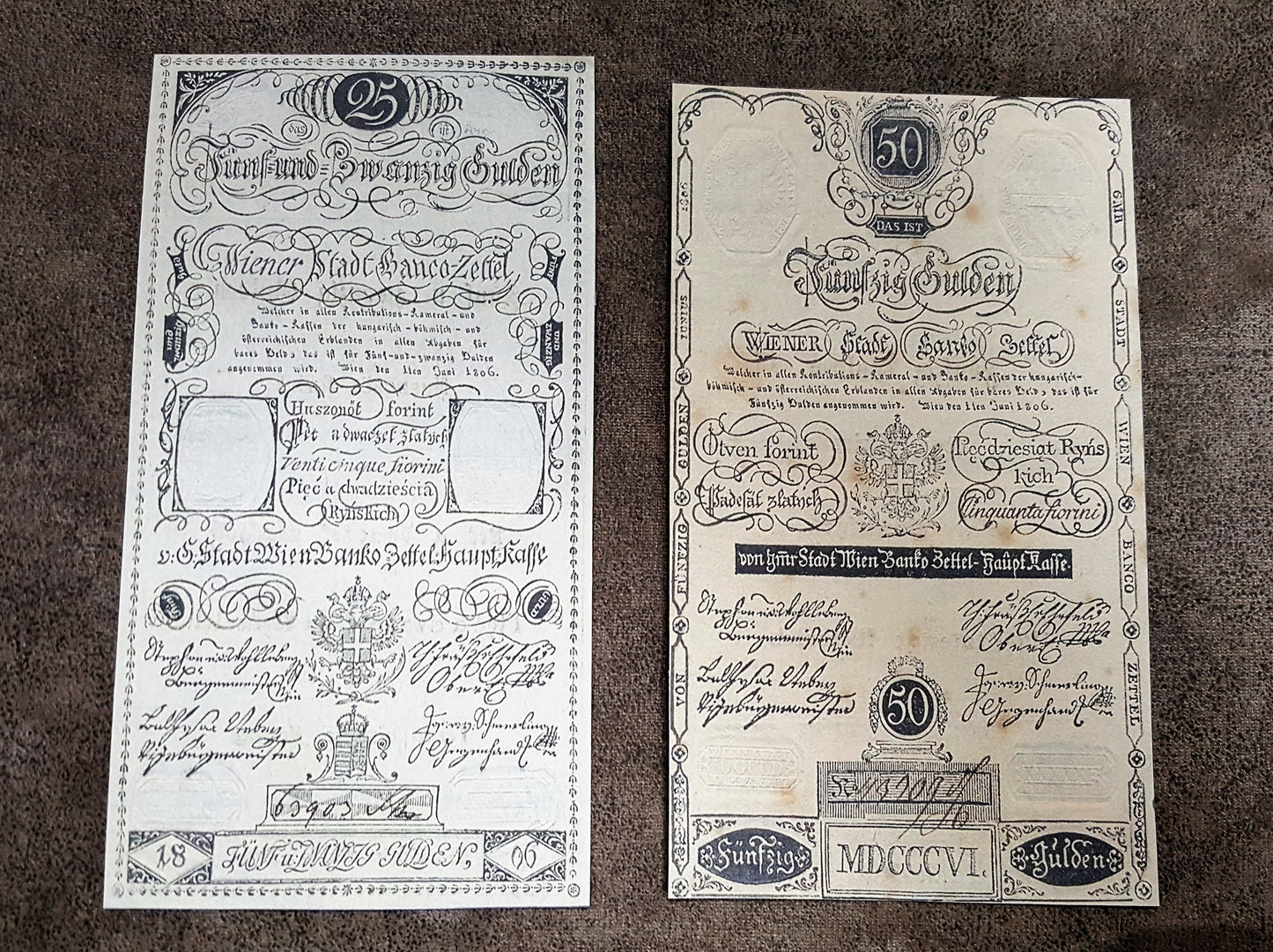 Reprint on paper with W/M Austria Banknotes 1806 year. FREE SHIPPING !!!