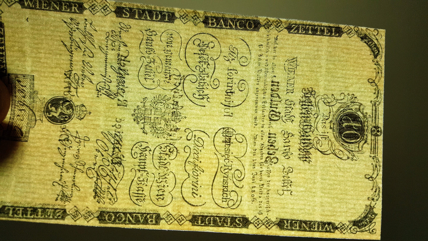 Reprint on paper with W/M Austria Banknotes 1806 year. FREE SHIPPING !!!