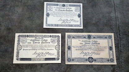 Réimpression sur papier avec filigrane Billets de banque autrichiens 1811. LIVRAISON GRATUITE !!!