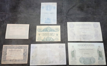 Réimpression sur papier avec filigrane, Billets de banque autrichiens 1833-1841. LIVRAISON GRATUITE