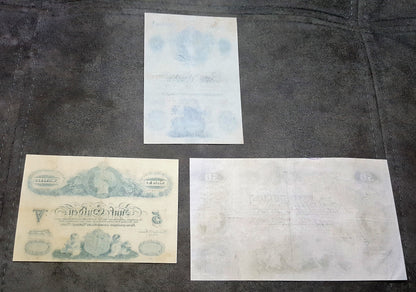 Réimpression sur papier avec filigrane, Billets de banque autrichiens 1833-1841. LIVRAISON GRATUITE