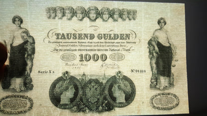 Réimpression sur papier avec filigrane, Billets de banque autrichiens 1833-1841. LIVRAISON GRATUITE