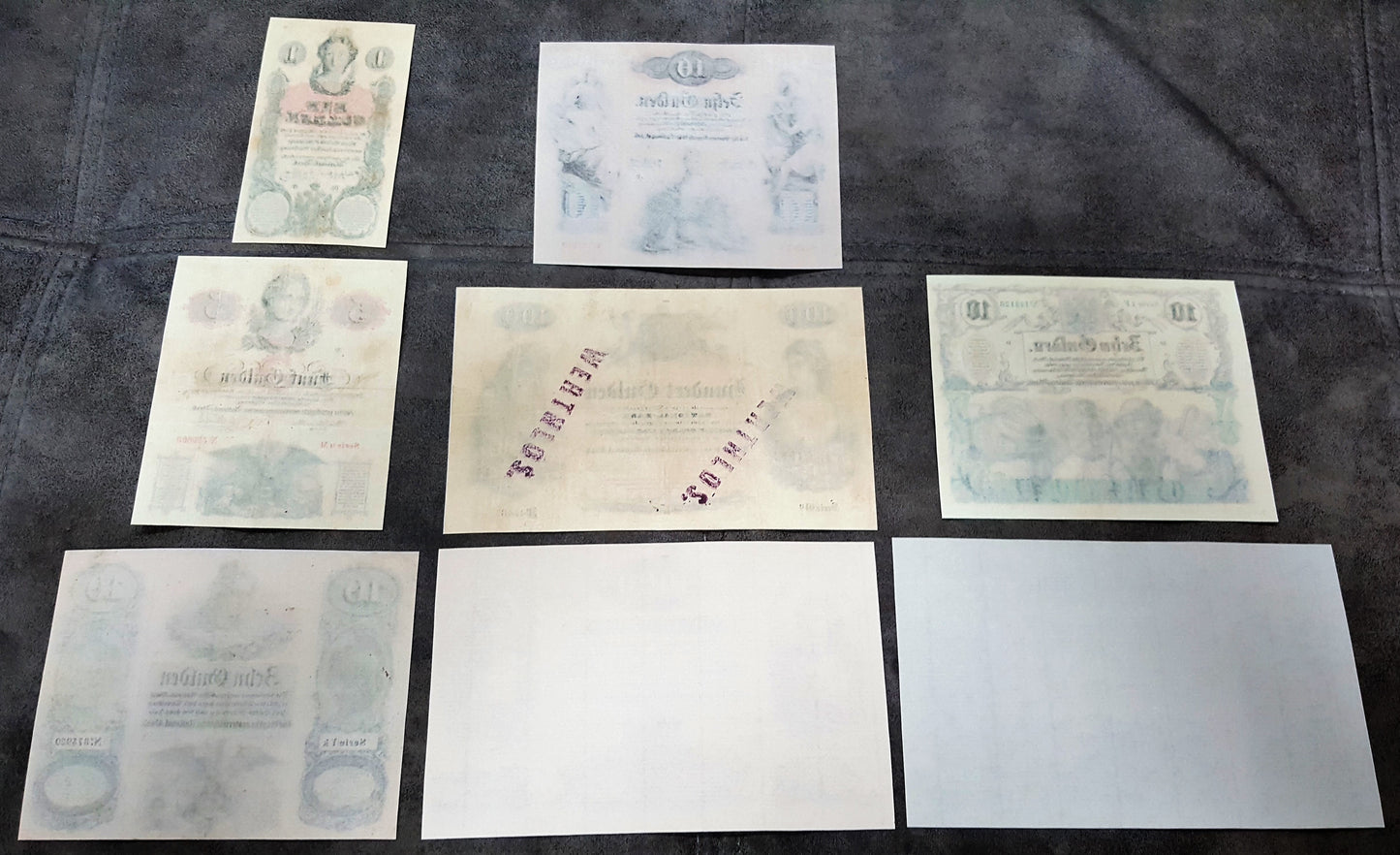 Reprint on paper with W/M Austria Banknotes 1854-1858-1863 y. FREE SHIPPING !