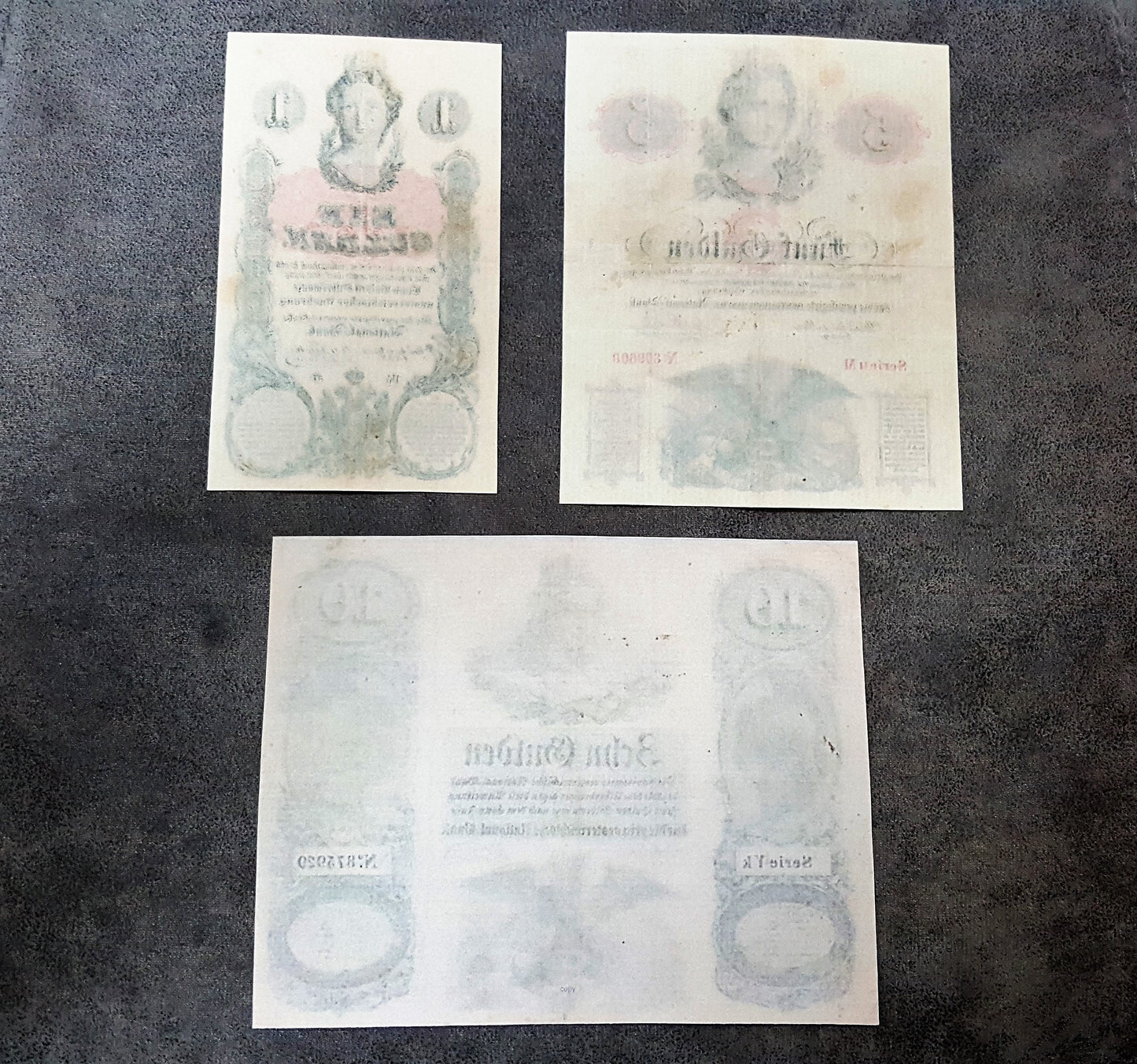 Reprint on paper with W/M Austria Banknotes 1854-1858-1863 y. FREE SHIPPING !
