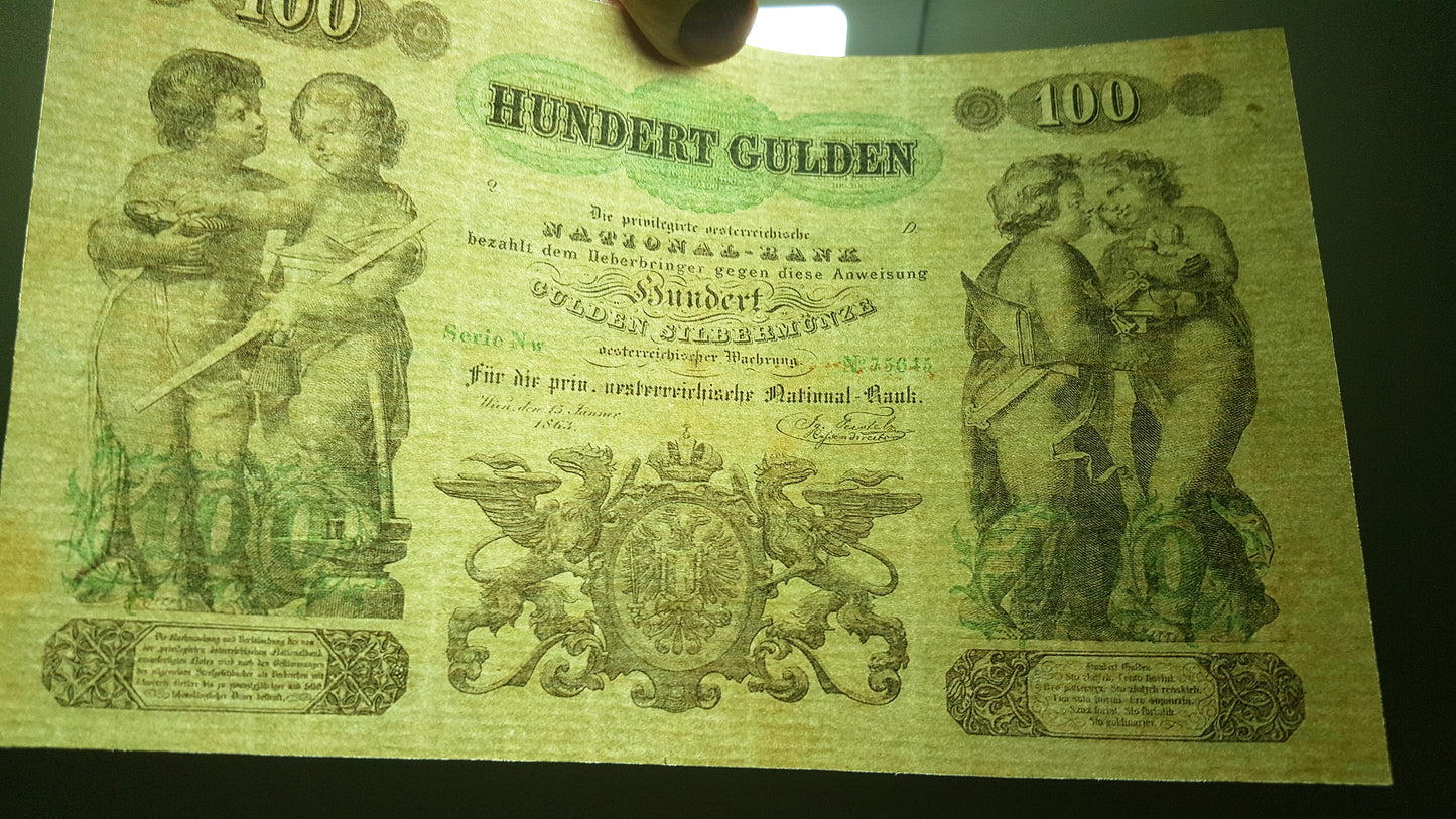 Reprint on paper with W/M Austria Banknotes 1854-1858-1863 y. FREE SHIPPING !