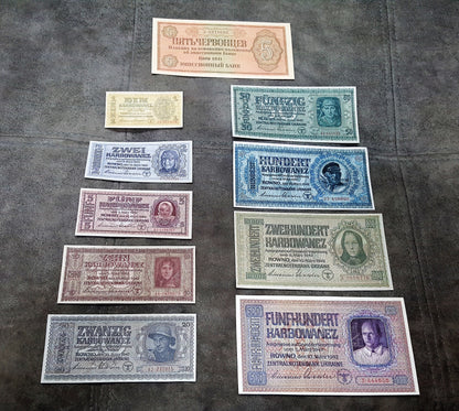 Réimpression sur papier avec filigrane 1941-1942 Ukraine, occupation allemande LIVRAISON GRATUITE !!!